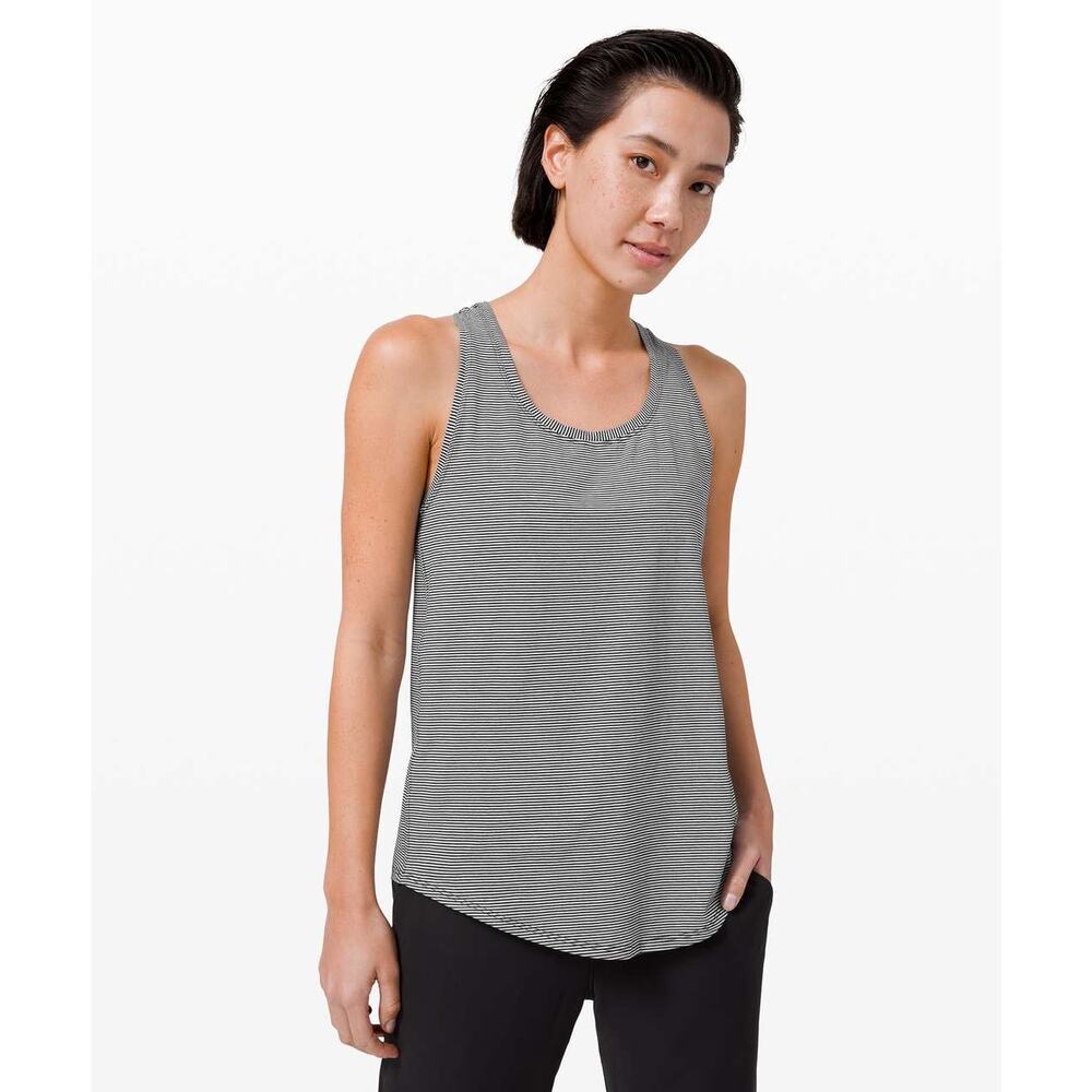 Lululemon Love Tank Pleated in Hype Stripe Black & White